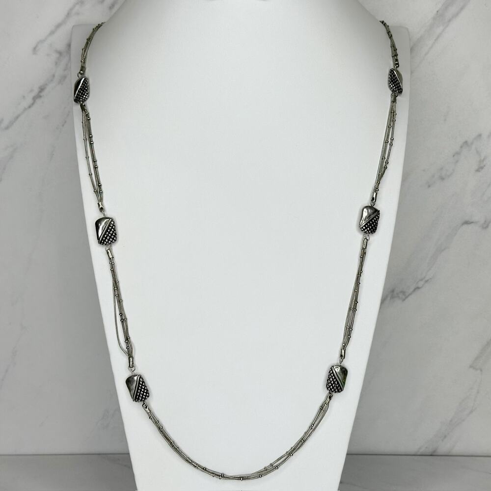 Chico's Studded Triple Strand Silver Tone Necklace ✨